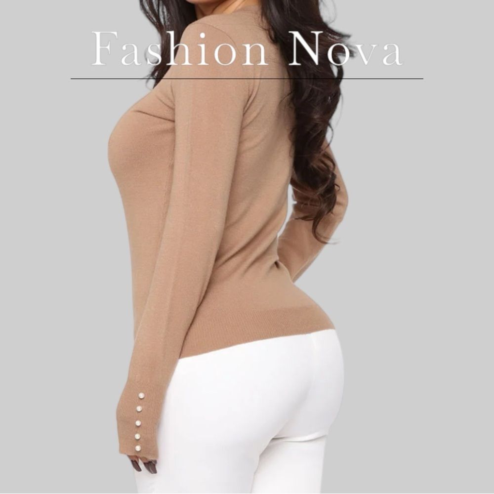 Preowned Fashion Nova Doesn't Matter To Me Sweater - Camel - Small - Picture 2 of 6